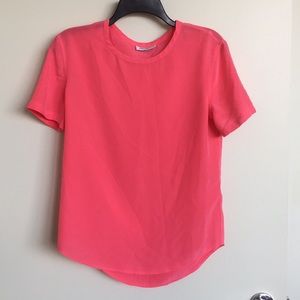 Equipment pink silk short sleeve blouse